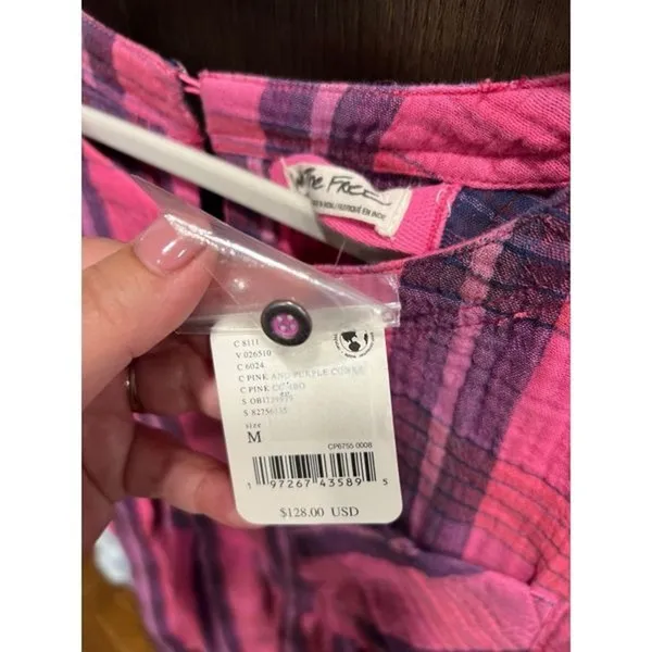 Free People We the free Women's Pink Moon City Plaid Top medium nwt‎ - Image 4