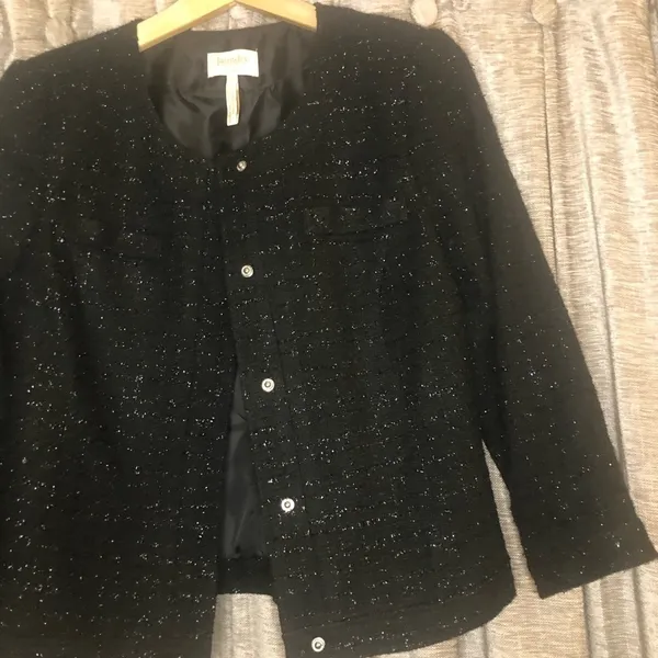 Laundry by Shelli Segal Black Metallic Tweed Blazer - Image 9