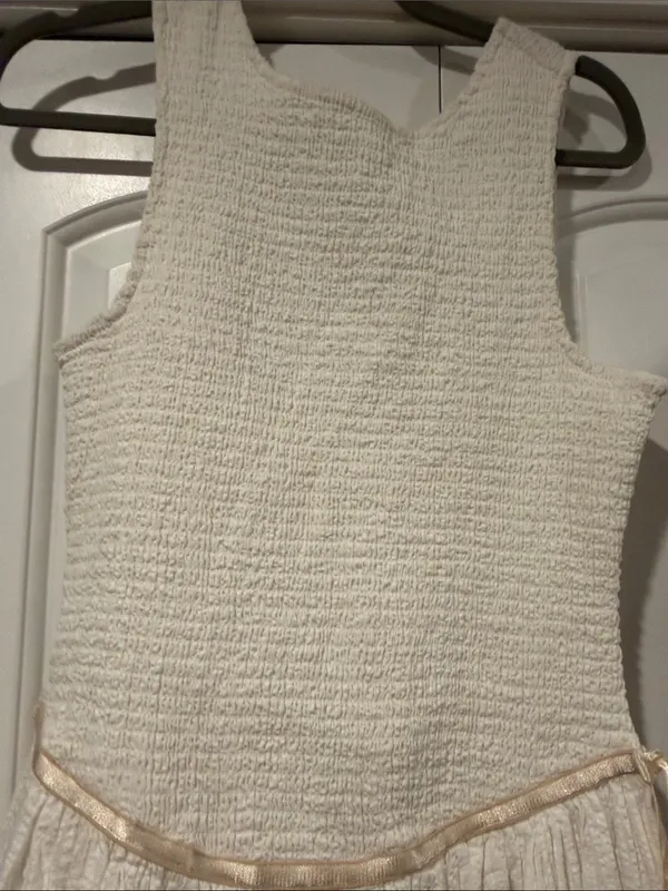 Free‎ People nightingale Cream dress smock back seersucker skirt small - Image 4