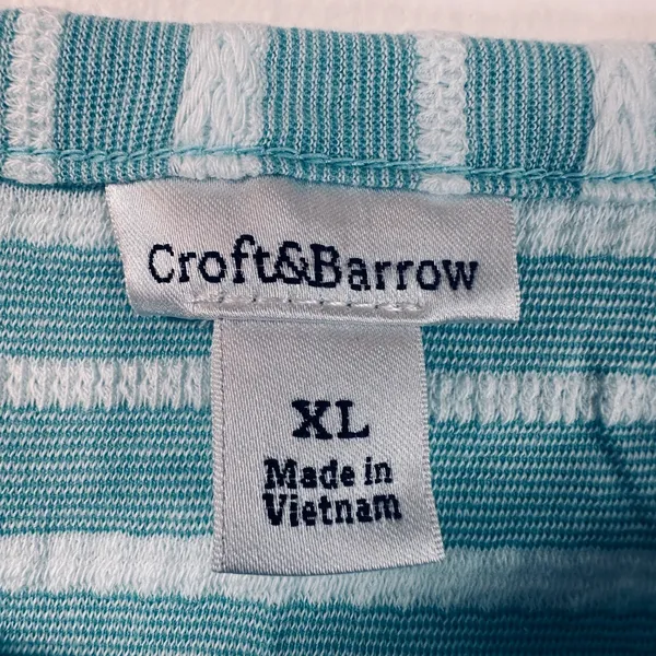 Croft & Barrow Aqua Blue White Striped Boatneck 3/4 Sleeve Top XL WC81K020RR - Image 3