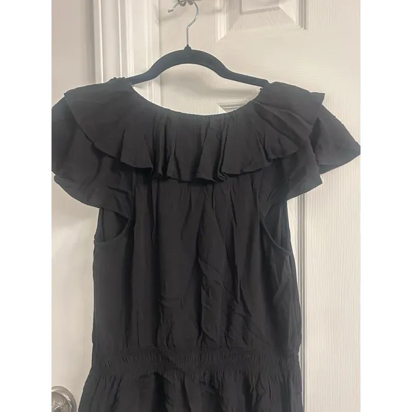 Old Navy Black Off Shoulder Ruffle Top Blouse Womens Medium Tall M - Image 6
