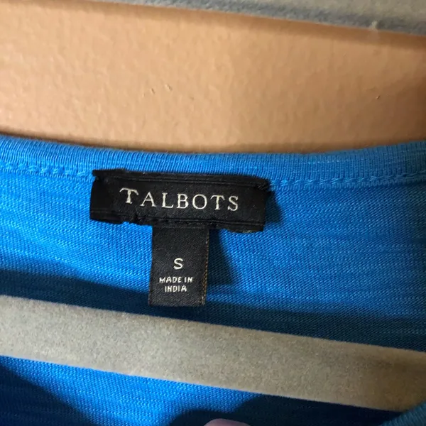 TALBOTS SMOCKED SLEEVE KNIT SHIFT DRESS Blue‎ SIZE Small - Image 3