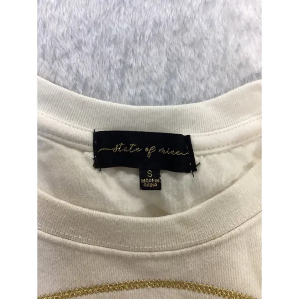 State of Mine Womens Sparkle Christmas Light Sequin Sweatshirt Cream Small 16036 - Image 4
