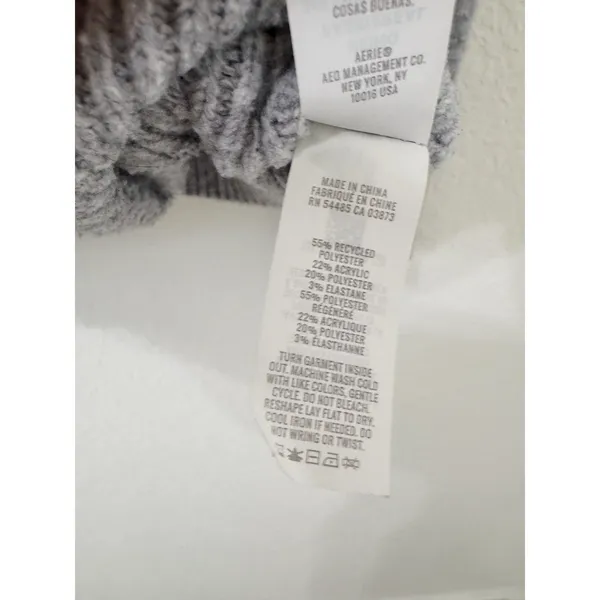 Aerie Gray Oversized Soft Knit Crewneck Sweater Women’s Medium - Image 5