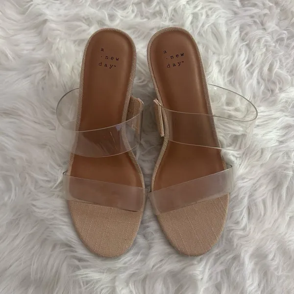 A New Day Ansel Double Band Open Toe Wedge Heels Size 8 - Image 2