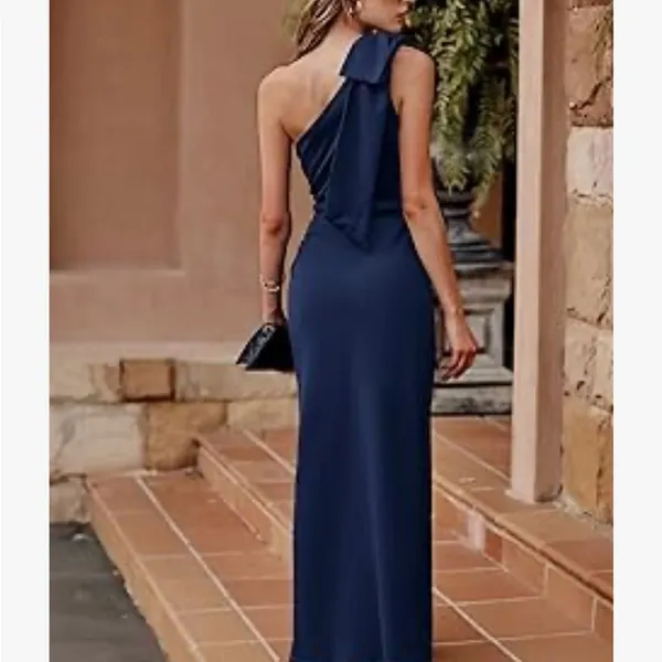 NEW Blue Formal Semi Formal One Shoulder Maxi Dress XL - Image 5