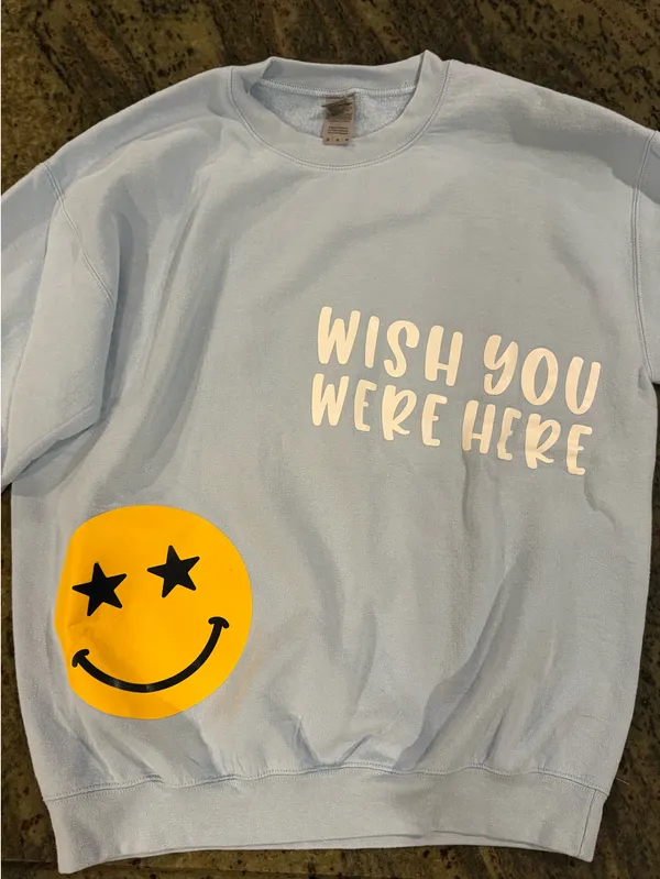 Gildan Light blue wish you were here sweatshirt - Image 4