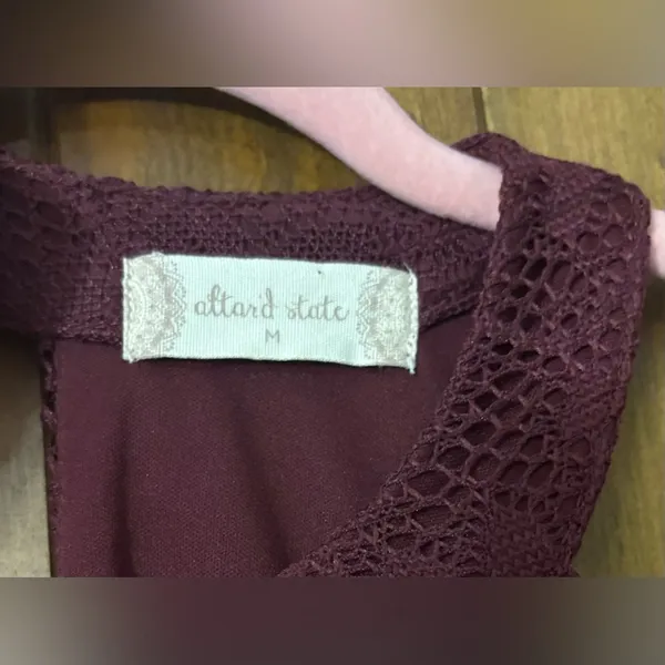 Altar’d State Elegant Lace Burgundy Dress - Image 3