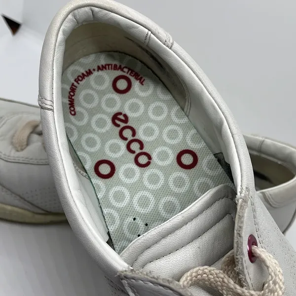 Ecco White Leather Lace Up Sneakers 41 - Image 7
