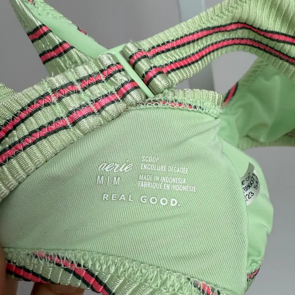 Women's Aerie Striped Bikini Top‎ Size M Green - Image 5