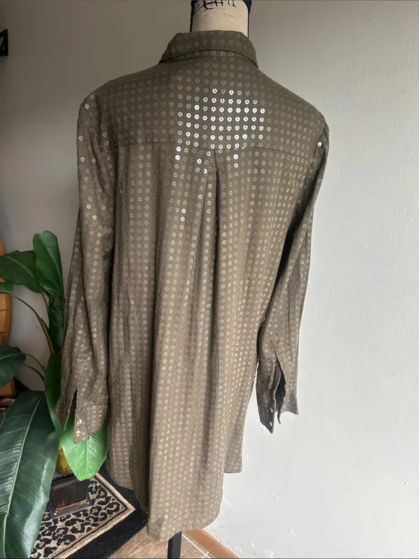 Anthropologie Maeve Sequin Button Down Top Size Large NWT - Image 10