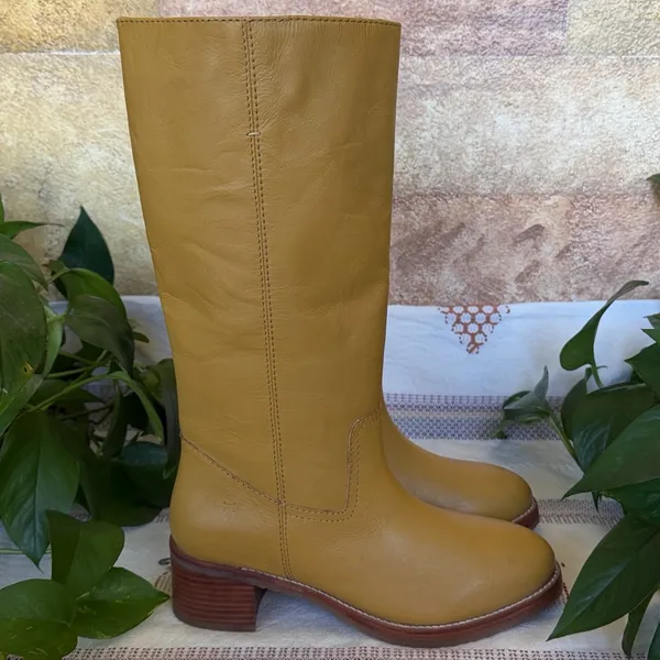 NEW Frye Women’s Camryn Leather Tall Pull-On Banana Knee-High Heel Boots Size 10 - Image 7
