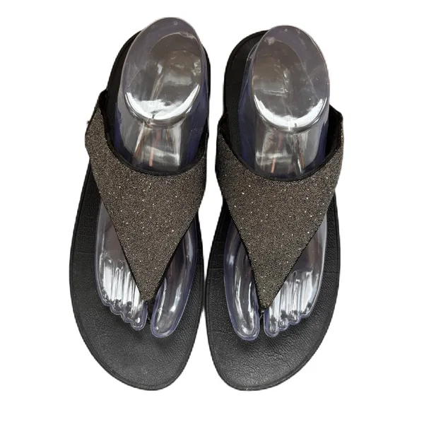 Fitflop Lulu‎ Glitter Womens Size 10 Black Glitter Top Thongs Flip Flop Sandals - Image 3