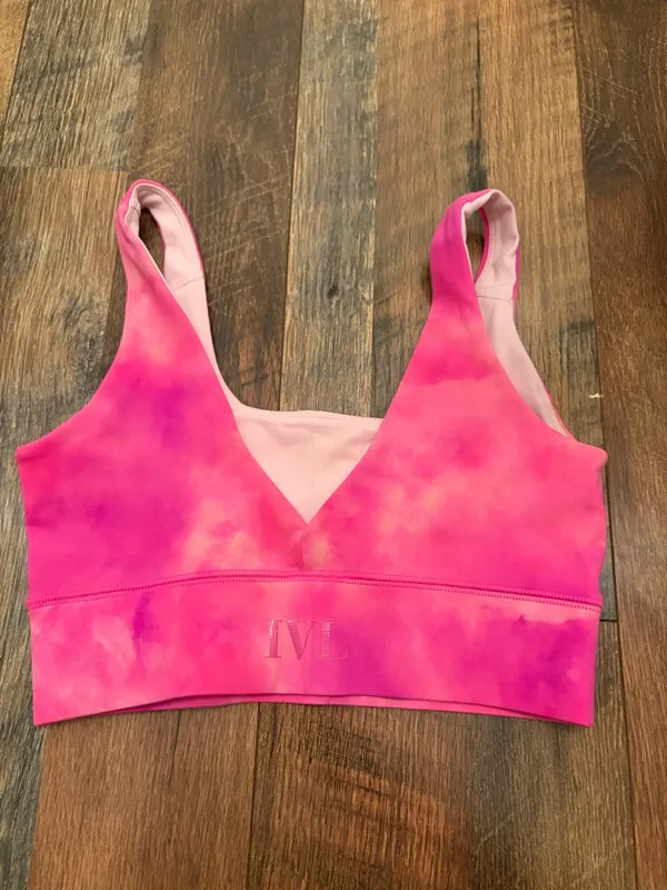 Women's Pink Tie-Dye Sports Bra - Comfortable Support - Image 2