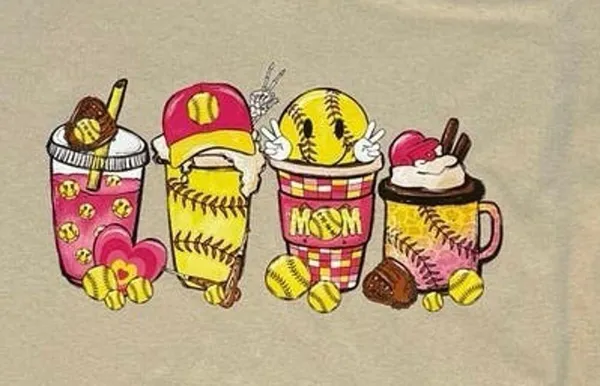 Softball Mom Cups Small Sand Women's Short Sleeve T-Shirt - Image 3