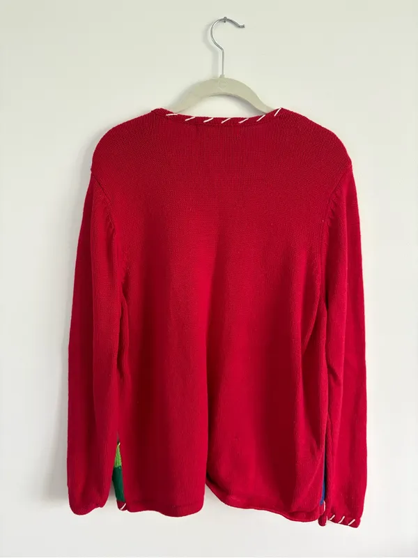 Tiara International Ugly Christmas Cardigan Sweater Noel Embellished Size Large - Image 4