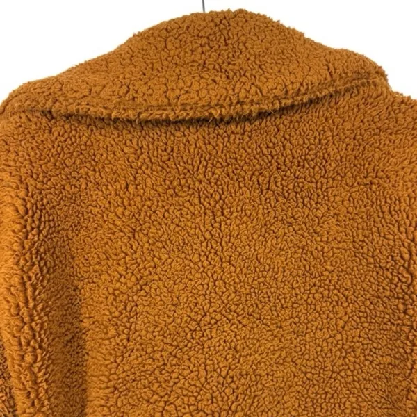 Free People Womens Teddy Peacoat Rust Orange Faux Fur Sherpa Jacket Size XS - Image 7