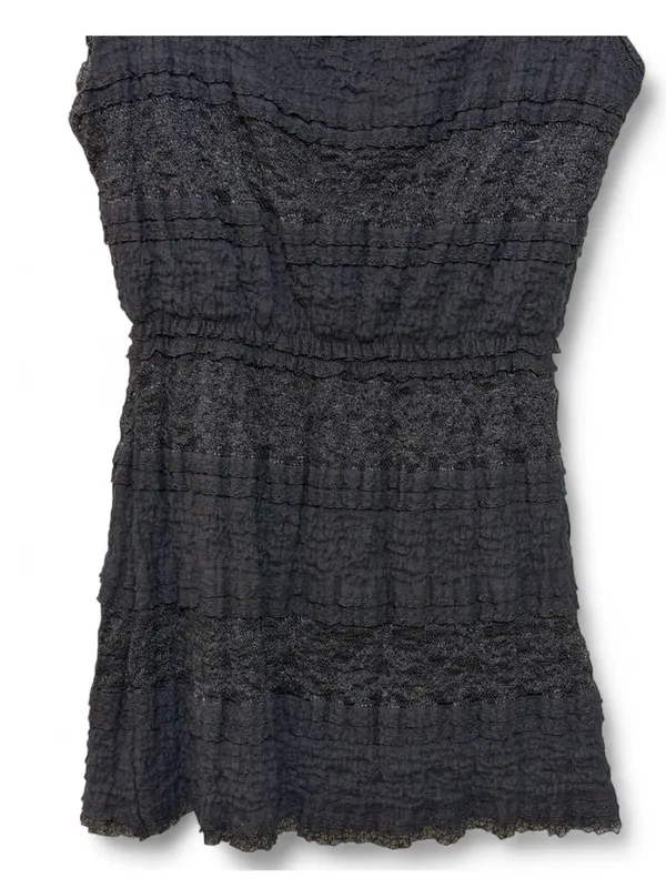 Y2K Max Studio Women’s Black Lace Tiered Ruffle Sleeveless Babydoll Top Shirt S - Image 9