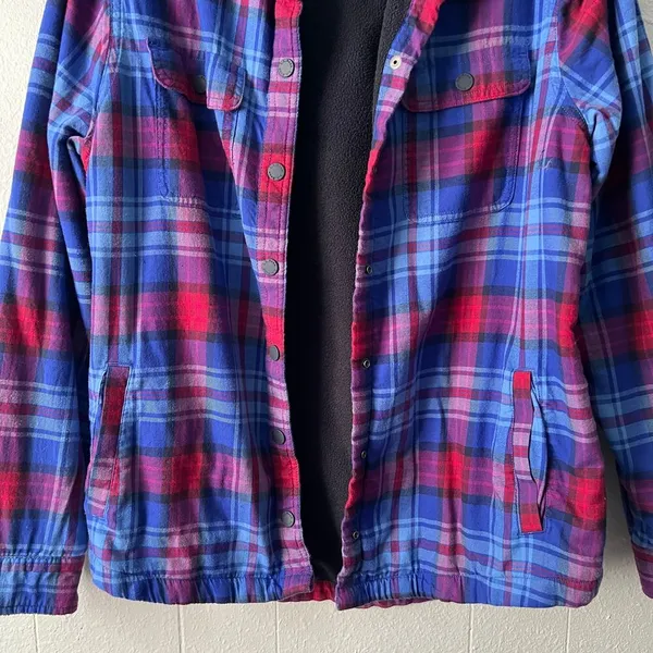 L.L.Bean Women Shacket Medium Cotton Fleece Plaid Barn Country Western Cabincore - Image 5