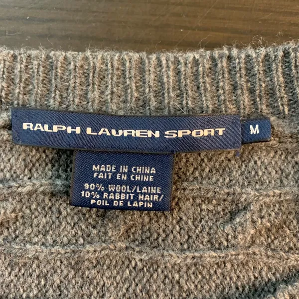 Ralph Lauren Sport Wool Blend Rabbit Gray Cable Knit‎ Crew Neck Sweater Preppy - Image 5