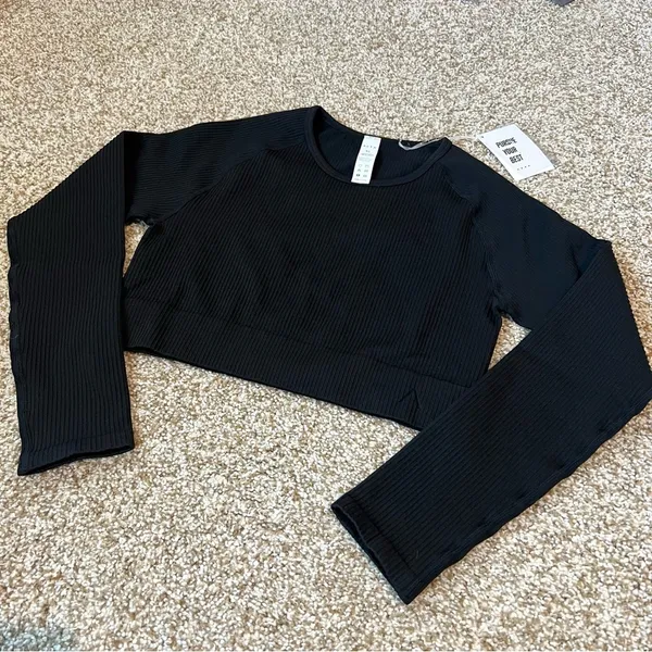 NWT Acta Ribbed Seamless Long Sleeve Shirt in Black Size XL - Image 6