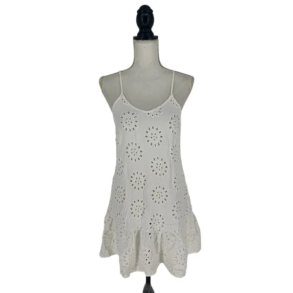 Maaji White Eyelet Spaghetti Strap Swim Cover-Up Dress Size S‎ - Image 2