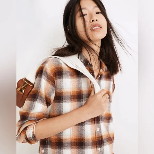 Madewell Flannel Side-Button Oversized‎ Ex-Boyfriend Shirt in Bickett Plaid - Image 5