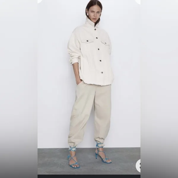 Zara Oversized Corduroy Shacket Jacket Size XS. Rough Hem. - Image 2