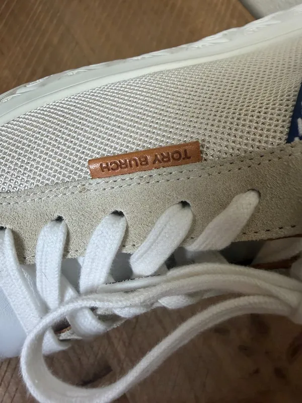 Tory Burch Ladybug Low Top Sneaker Cream & Blue Size 8 - Image 5