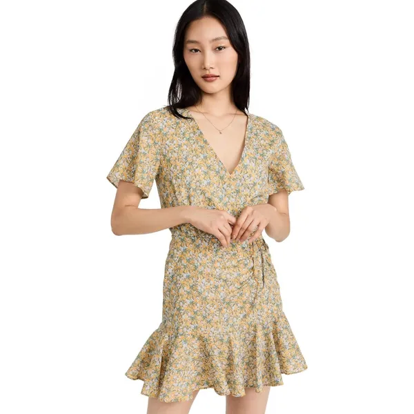 BB Dakota Big Flirt Energy Floral Ruched Detail Dress in Sunflower - Image 11