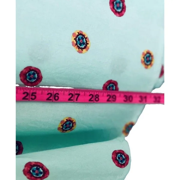 Mint Green Embroidered Boho Tunic Dress L Casual Summer Caftan Shift" - Image 5