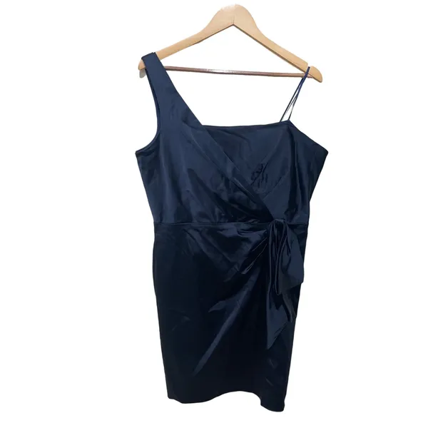 Lauren Ralph Lauren Navy Blue One Shoulder Fitted Cocktail Dress Size 16‎ - Image 5