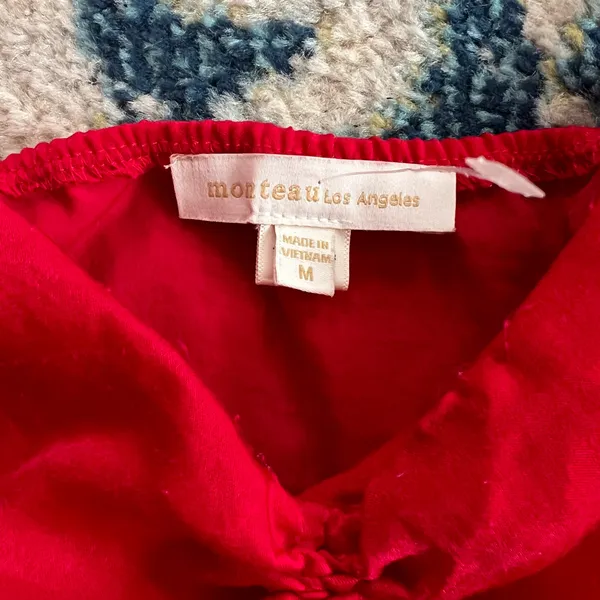 Monteau Satin Ruched Red Tank Top Size Medium - Image 3