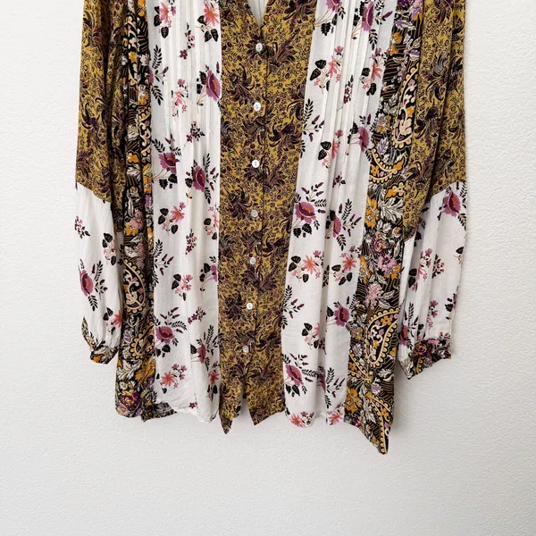[Jane & Delancey] Mixed Floral Print Button Down Oversized Boho Blouse Sz Large - Image 5