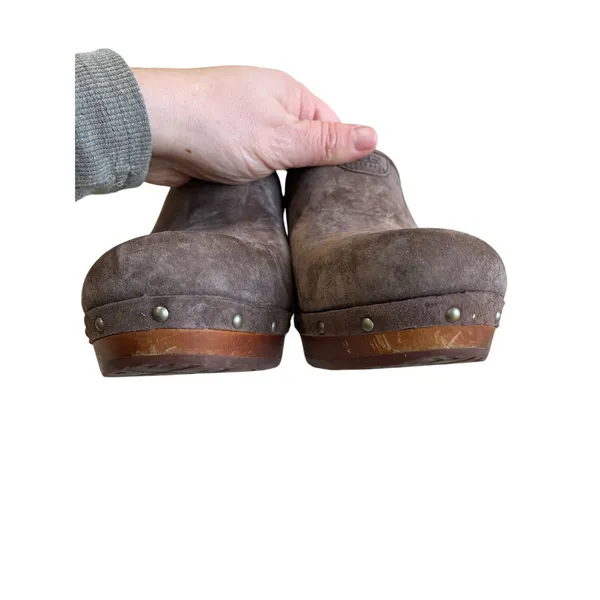 UGG Tan Suede Wooden Heel Clogs Boho‎ Cozy Fall Comfort Shoes Size 7 - Image 7