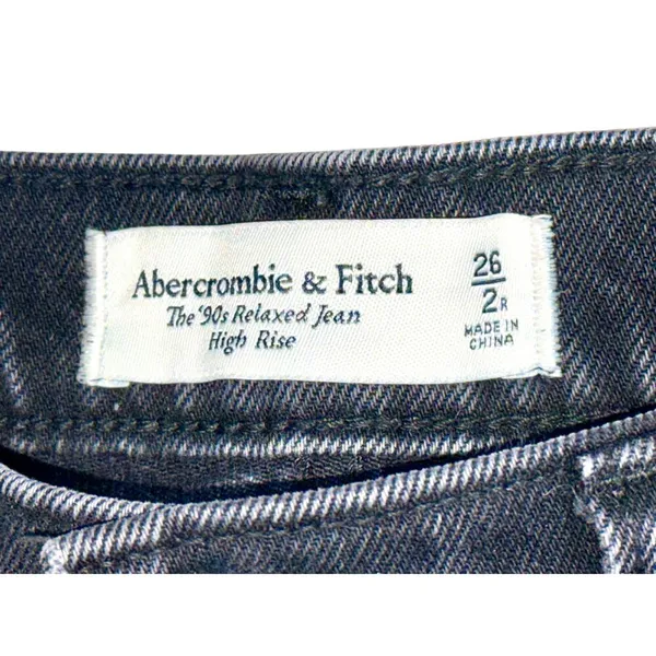 Abercrombie & Fitch 90s Relaxed Jean High Rise Black Straight Jeans Size 26 2 R - Image 3