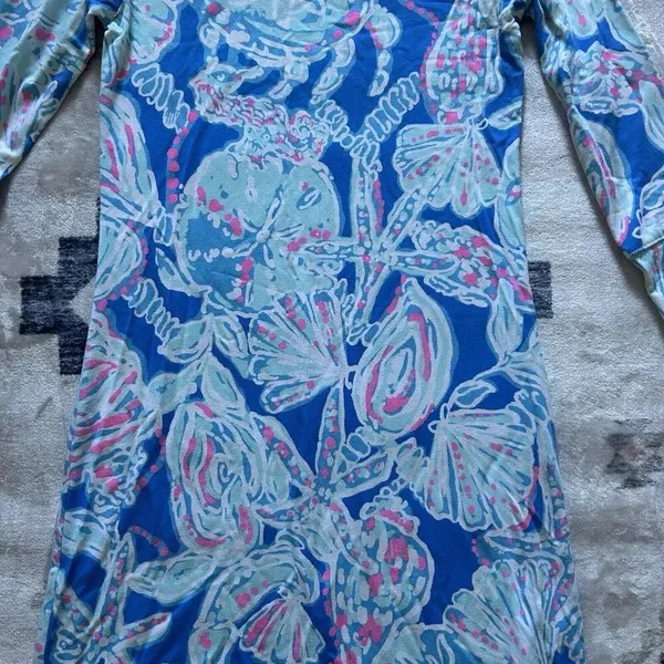 Lilly Pulitzer UPF 50 +‎ Cotton Sophie Dress Into the Deep Size XXS Pink Blue - Image 2
