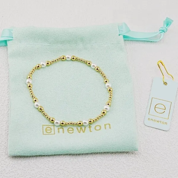 Enewton Classic Pearl Gold Beaded Stretch Bracelet Minimalist Layering Delicate Accessory - Image 2
