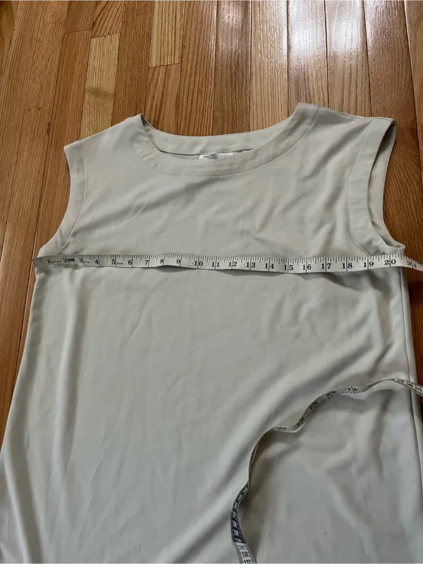 Prologue NWT Oatmeal Beige Athletic Midi Dress Medium Sleeveless Minimalist Neutral - Image 3