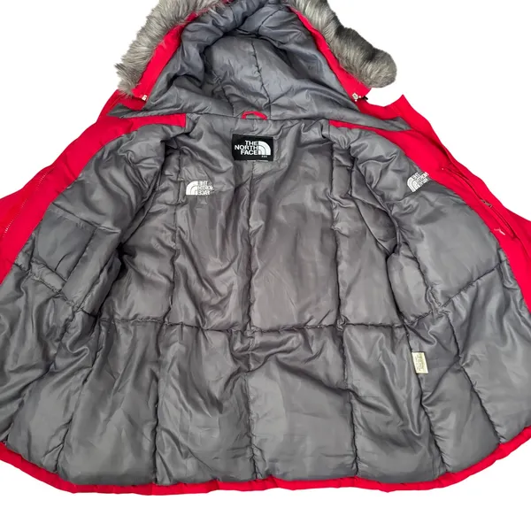 The North Face VTG y2k 800 Fill Down Snorkel Parka Sz XL?Red Faux Fur Belt - Image 7