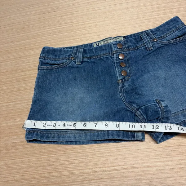 Vintage 90s Y2K American Eagle Denim Jean Shorts Womens 4 Button Fly Low Rise - Image 5
