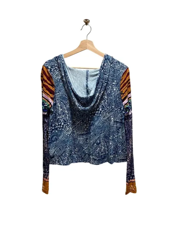 Free People FP Movement Soul Searcher Printed Hoodie Blue Size S Boho Hippie - Image 12