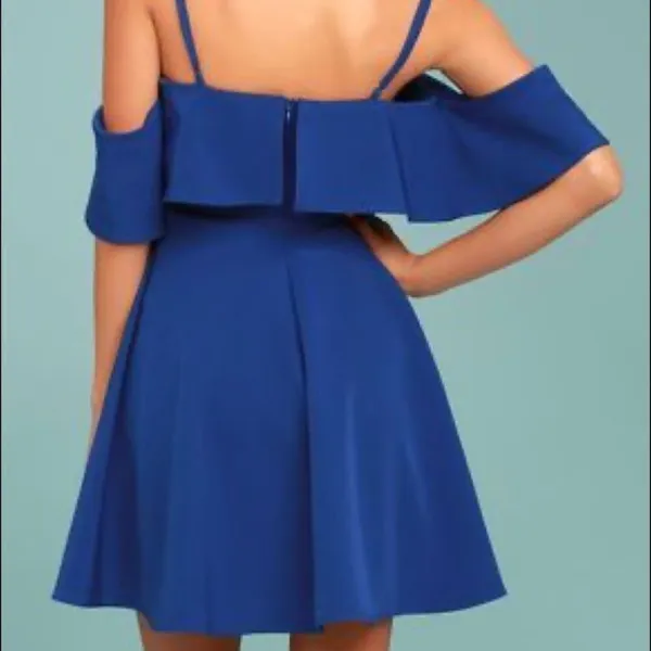 ✨ Royal Blue Off-the-Shoulder Skater Dress✨ - Image 3