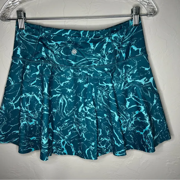 Athleta Ace Printed Ripple Marble Borealis Green Patterned Tennis Athletic Skort - Image 11