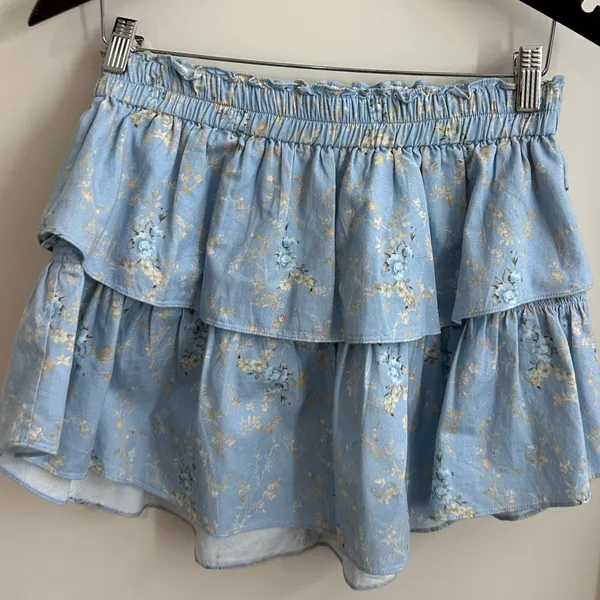 LoveShackFancy Dim Star Floral‎ Tiered Mini Skirt Size Small - Image 3