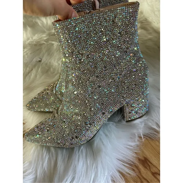 Betsey Johnson Kyla sparkly boots with little stones crystals size 6 1/2 small h - Image 2