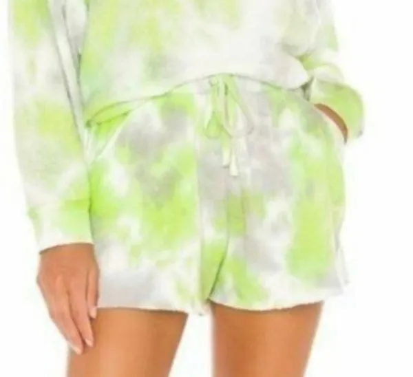 NEW Free People Boho Green, Gray & White Tye Dye Kelly Terry Shorts - Image 2