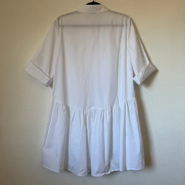 Madewell White Cotton Poplin Button Front Mini Shirtdress NS126 Womens Medium - Image 3