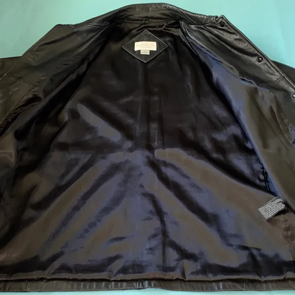WORTHINGTON lambskin leather longline vintage classic button coat jacket size L - Image 6