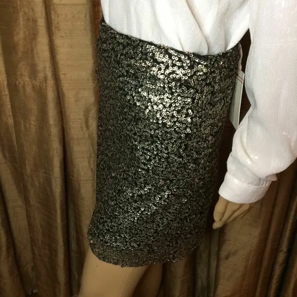 Native Rose Women's Festive Festival Bronze Sequin Mini Skirt-Sheer @Hem-Size 10 - Image 5